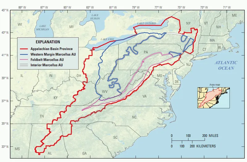 Map of the Appalachian Basin and Marcellus Shale